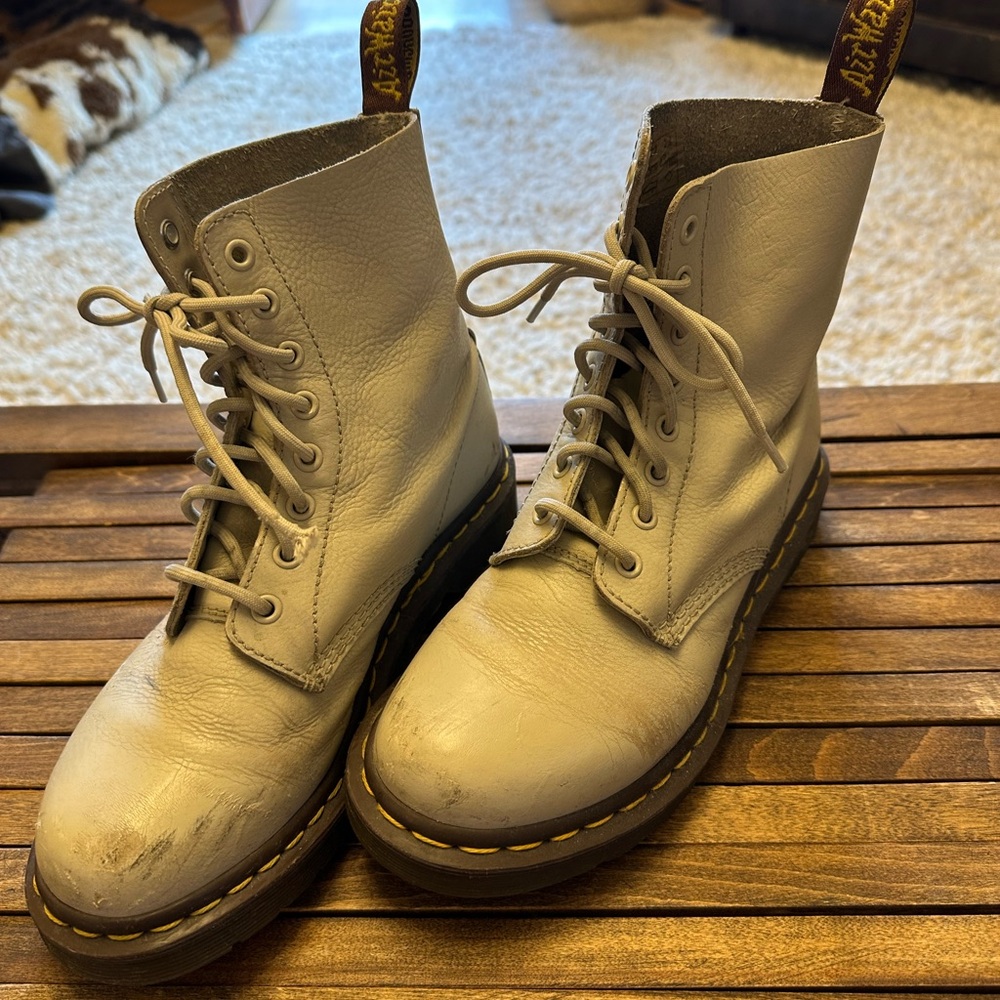 Dr. Martens Off-White Leather Boots